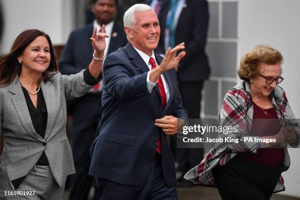 Vice President Mike Pence, Second Lady Karen Pence , and Pence's mother Nancy Pence Fritsch arrive in Doonbeg to visit Morriseys, a seafood...