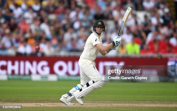 Steven Smith of Australia bats during day three of the 1st Specsavers Ashes Test between England and Australia at Edgbaston on August 03, 2019 in...