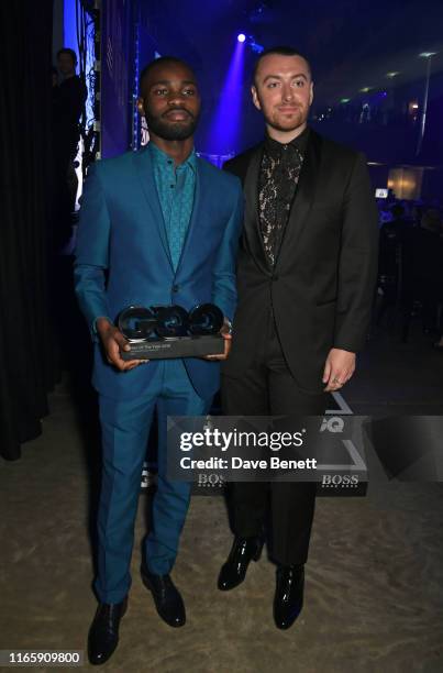 Dave, winner of the Breakthrough Music Act, and Sam Smith attend the the GQ Men Of The Year Awards 2019 in association with HUGO BOSS at the Tate...