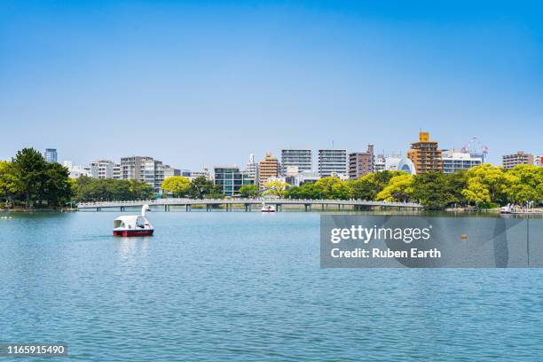 ohori park and fukuoka city - prefectuur fukuoka stockfoto's en -beelden