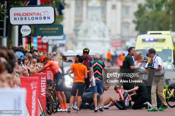 Arrival / Riejanne Markus of The Netherlands and Team CCC - Liv / Megan Barker of United Kingdom and Team Drops / Karlijn Swinkels of The Netherlands...