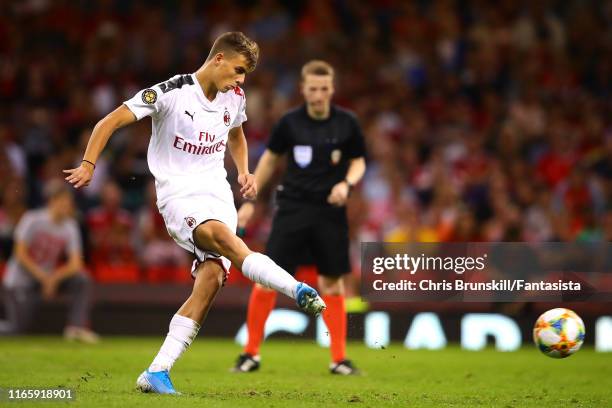 Daniel Maldini of AC Milan misses in the penalty shoot-out following the 2019 International Champions Cup match between Manchester United and AC...