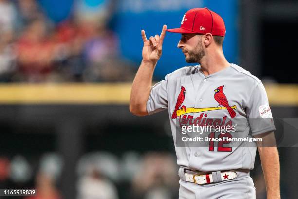 National League All-Star Paul DeJong of the St. Louis Cardinals looks on during the 90th MLB All-Star Game on July 9, 2019 at Progressive Field in...