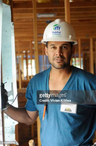 Actor Jon Huertas volunteers at the Hollywood For Habitat For Humanity Build-A-Thon on June 16, 2011 in Burbank, California.