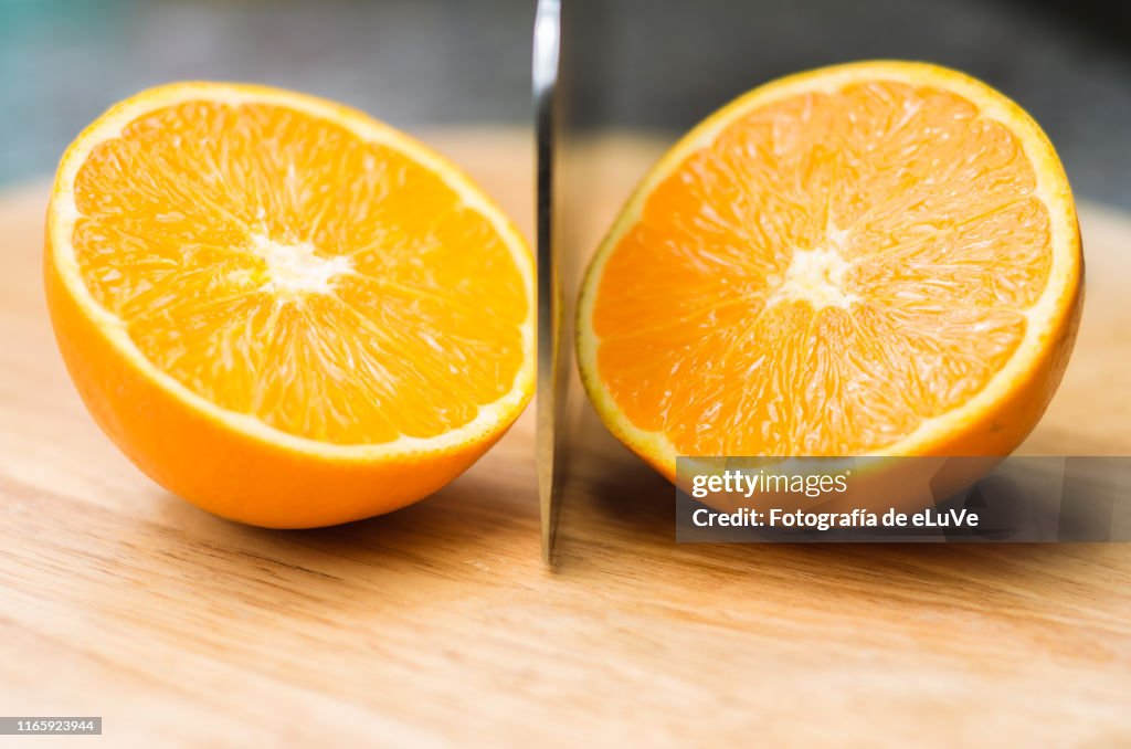 Two halves of orange