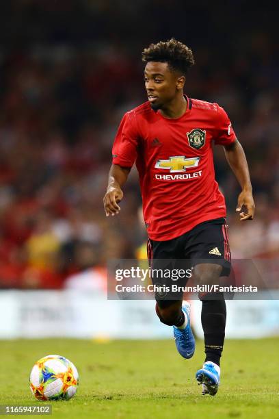 Angel Gomes of Manchester United in action during the 2019 International Champions Cup match between Manchester United and AC Milan at Principality...