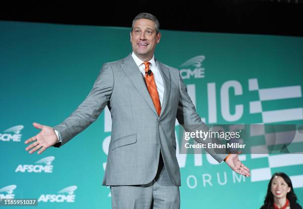 Democratic presidential candidate and U.S. Rep. Tim Ryan speaks during the 2020 Public Service Forum hosted by the American Federation of State,...