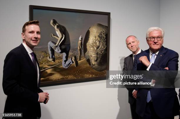 September 2019, North Rhine-Westphalia, Duesseldorf: Steffen Krautzig , curator, Felix Krämer, director of the Museum Kunstpalast, and Federal...