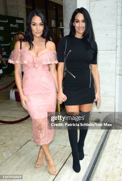 Nikki Bella and Brie Bella are seen on September 04, 2019 in New York City.