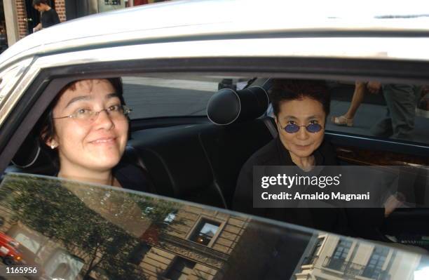 Yoko Ono and her daughter, Kyoko Cox leave La Goulue resturant October 3, 2001 after having lunch in New York City.