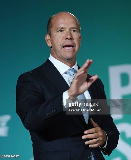 Democratic presidential candidate John Delaney speaks during the 2020 Public Service Forum hosted by the American Federation of State, County and...