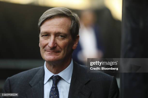 Dominic Grieve, a member of Parliament, waits to speak at an anti-Brexit demonstration organised by the People's Vote campaign near the Houses of...