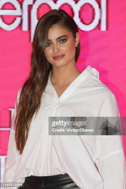 Model Taylor Hill attends a press conference during the Liverpool Fashion Fest Fall/Winter 2019 at Estacion Indianilla on September 4, 2019 in Mexico...