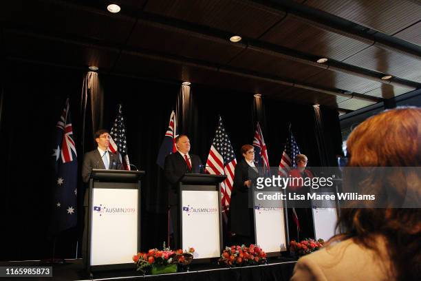 United States Defense Secretary, Mark Esper, United States Secretary of State, Mike Pompeo, Australian Foreign Minister, Marise Payne and Australian...
