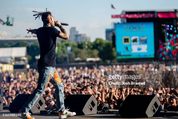 Lil Skies performs at the Lollapalooza Music Festival at Grant Park on August 03, 2019 in Chicago, Illinois.