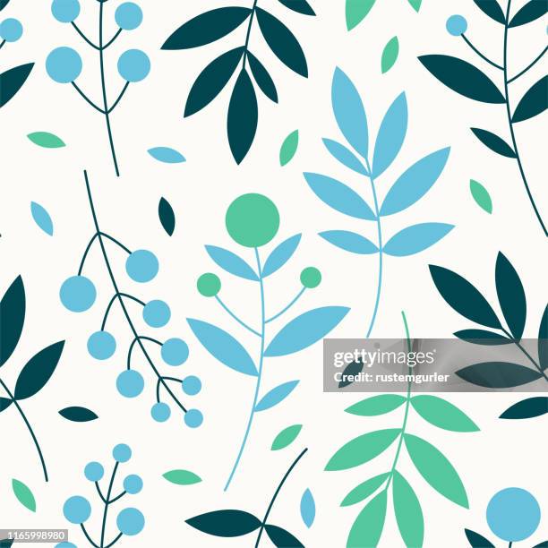leaves seamless pattern - linen texture background stock illustrations