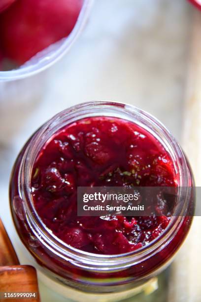 jar of raspberry jam - raspberry jam stock pictures, royalty-free photos & images