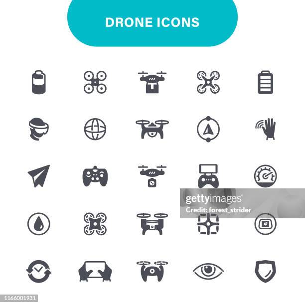 drones icons - drone delivery stock illustrations