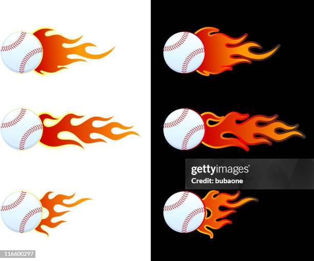 baseball with flames illustration on a background - baseball trajectory stock illustrations