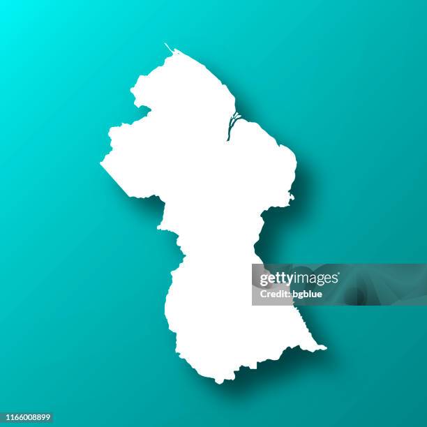 guyana map on blue green background with shadow - georgetown stock illustrations