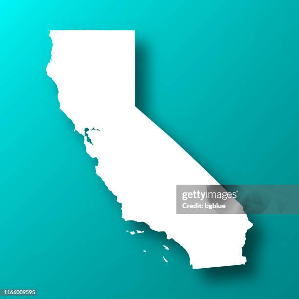 kalifornien karte auf blau-grün hintergrund mit schatten - national border stock-grafiken, -clipart, -cartoons und -symbole