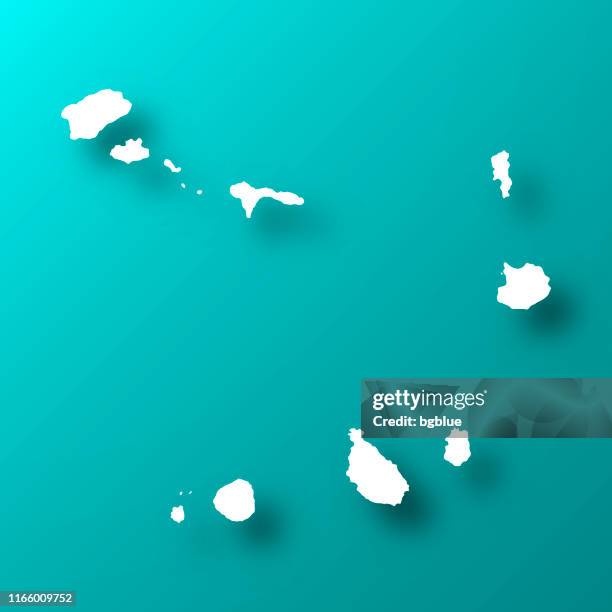 cape verde map on blue green background with shadow - santiago cape verde stock illustrations