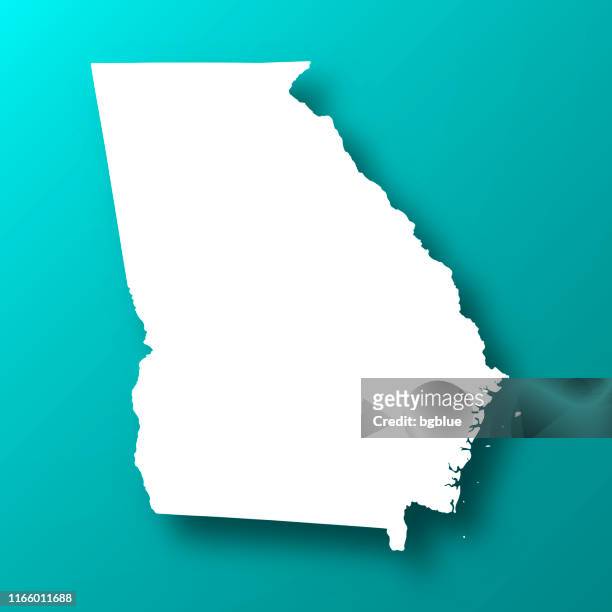 georgia (usa) map on blue green background with shadow - georgia us state stock illustrations