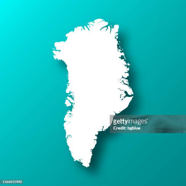 greenland map on blue green background with shadow - nuuk greenland stock illustrations