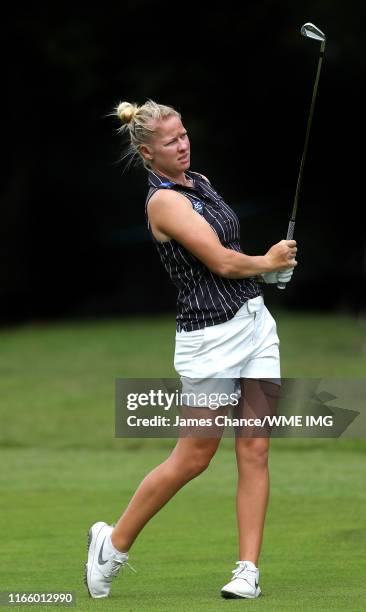 Nicole Broch Larsen of Denmark s2 on the 3rd hole during Day Four of the AIG Women's British Open at Woburn Golf Club on August 04, 2019 in Woburn,...