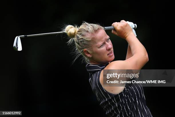 Nicole Broch Larsen of Denmark s2 on the 3rd hole during Day Four of the AIG Women's British Open at Woburn Golf Club on August 04, 2019 in Woburn,...