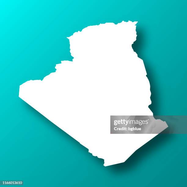 algeria map on blue green background with shadow - algeria stock illustrations