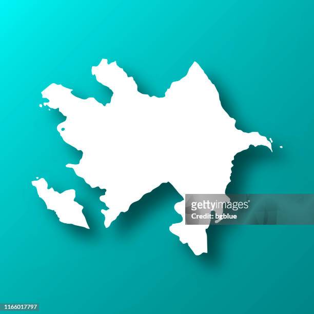 影を持つ青緑の背景上のアゼルバイジャン地図 - アゼルバイジャン点のイラスト素材／クリップアート素材／マンガ素材／アイコン素材