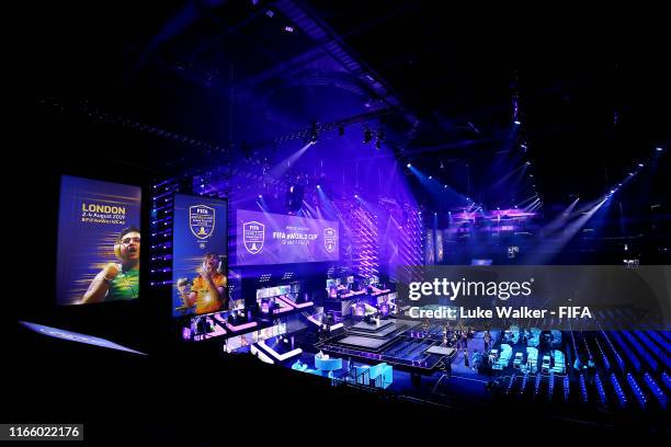 General view inside the arena during Finals day of the FIFA eWorld Cup at the O2 Arena on August 04, 2019 in London, England.