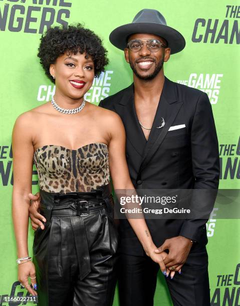 Chris Paul and Jada Crawley arrive at the LA Premiere Of "The Game Changers" at ArcLight Hollywood on September 4, 2019 in Hollywood, California.