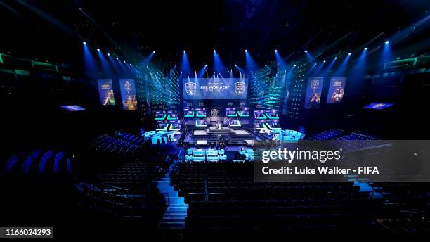 General view inside the arena during Finals day of the FIFA eWorld Cup at the O2 Arena on August 04, 2019 in London, England.