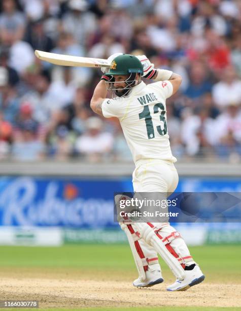 Australia batsman Matthew Wade hits out during day four of the First Specsavers Test Match between England and Australia at Edgbaston on August 04,...