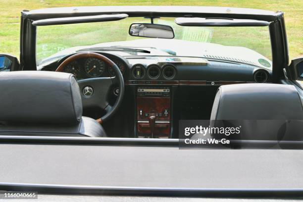 dashboard of a mercedes-benz 500 sl - r107 - glove box stock pictures, royalty-free photos & images