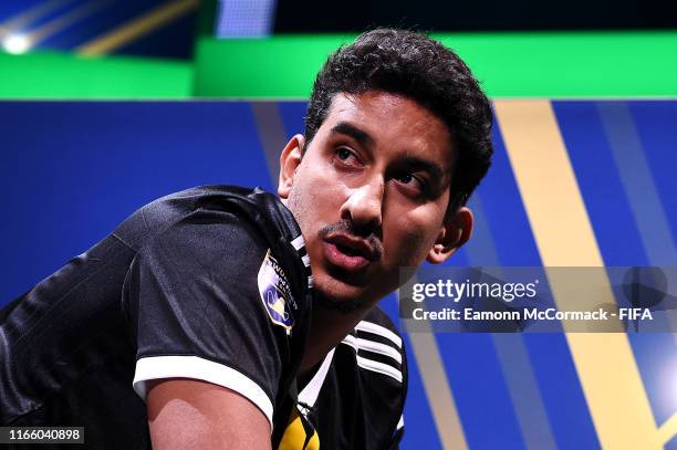 Fouad Fares of France reacts in his semi-final match against Mosaad Aldossary of Saudi Arabia during Finals day of the FIFA eWorld Cup 2019 at the O2...