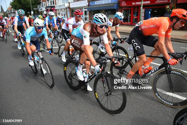 Lukasz Wisniowski of Poland and CCC Team / Nico Denz of Germany and Team AG2R La Mondiale / Oliver Naesen of Belgium and Team AG2R La Mondiale /...