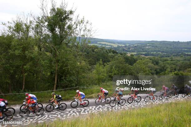 Yukiya Arashiro of Japan and Team Bahrain - Merida / Michael Hepburn of Australia and Team Mitchelton - Scott / Olivier Le Gac of France and Team...