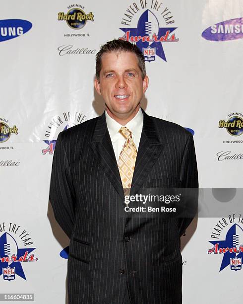 Sean Payton, Head Coach of the New Orleans Saints and Coach of the Year award recipient at the NFL Alumni Player of the Year Awards at the Hard Rock...