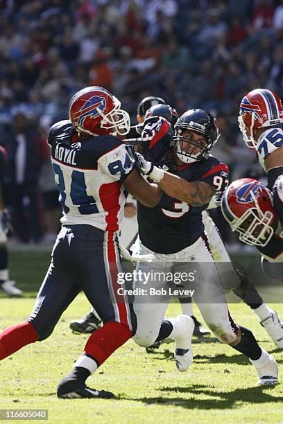 Tim Bulman of the Houston Texans against Robert Royal of the Buffalo Bills during a game between the Buffalo Bills and the Houston Texans, Nov. 19,...