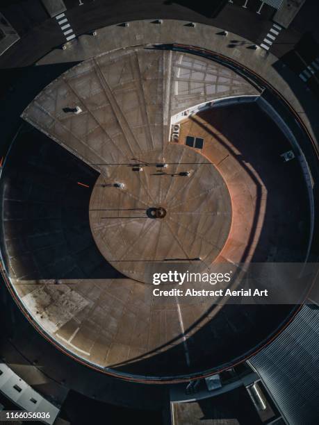 aerial view of abandoned airport building, ciudad real, spain - airport aerial view foto e immagini stock