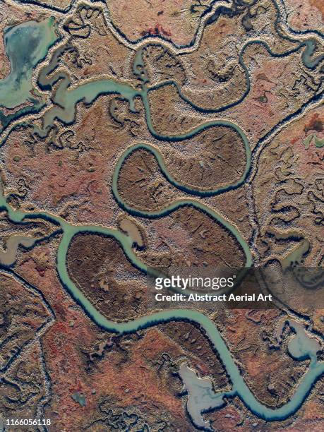 estuary patterns as seen from above, huelva, spain - tide rivers stock pictures, royalty-free photos & images