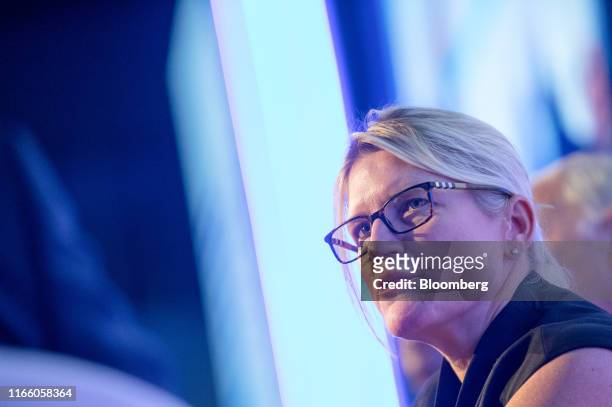 Joanna Geraghty, president and chief operating officer of JetBlue Airways Corp., speaks during a panel session at the World Aviation Festival in...