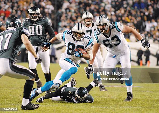 Carolina Panthers wide receiver Steve Smith with a catch against the Philadelphia Eagles at Lincoln Financial Field in Philadelphia, Pennsylvania on...