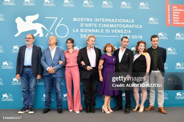 French actor Jean-Pierre Darroussin, French actor Gerard Meylan, French actress Anais Demoustier, French director Robert Guediguian, French actress...