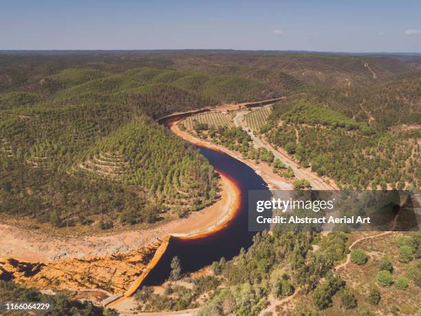 aerial perspective of the rio tinto river, spain - acid trip stock pictures, royalty-free photos & images