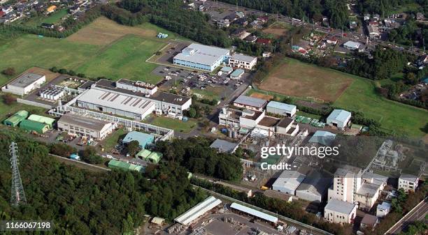An Aerial view shows Japan Nuclear Fuel Conversion Corporation plant in Tokaimura, Ibaraki prefecture where a radiation leak has occured 30 September...