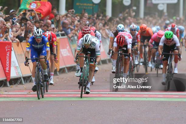 Arrival / Sprint / Elia Viviani of Italy and Team Deceuninck - Quick-Step / Michael Morkov of Denmark and Team Deceuninck - Quick-Step / Amund Jansen...